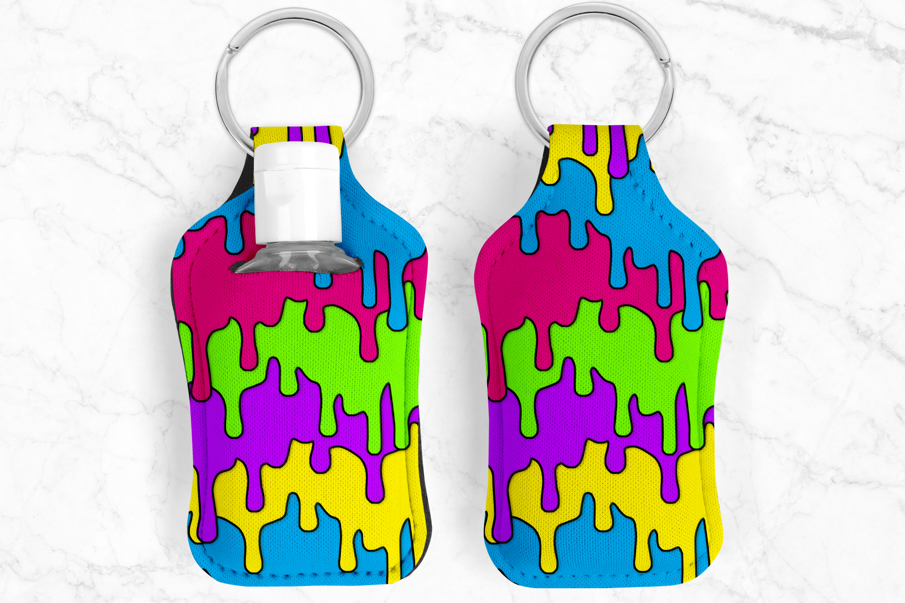 Bright Drips Hand Sanitizer Keychain