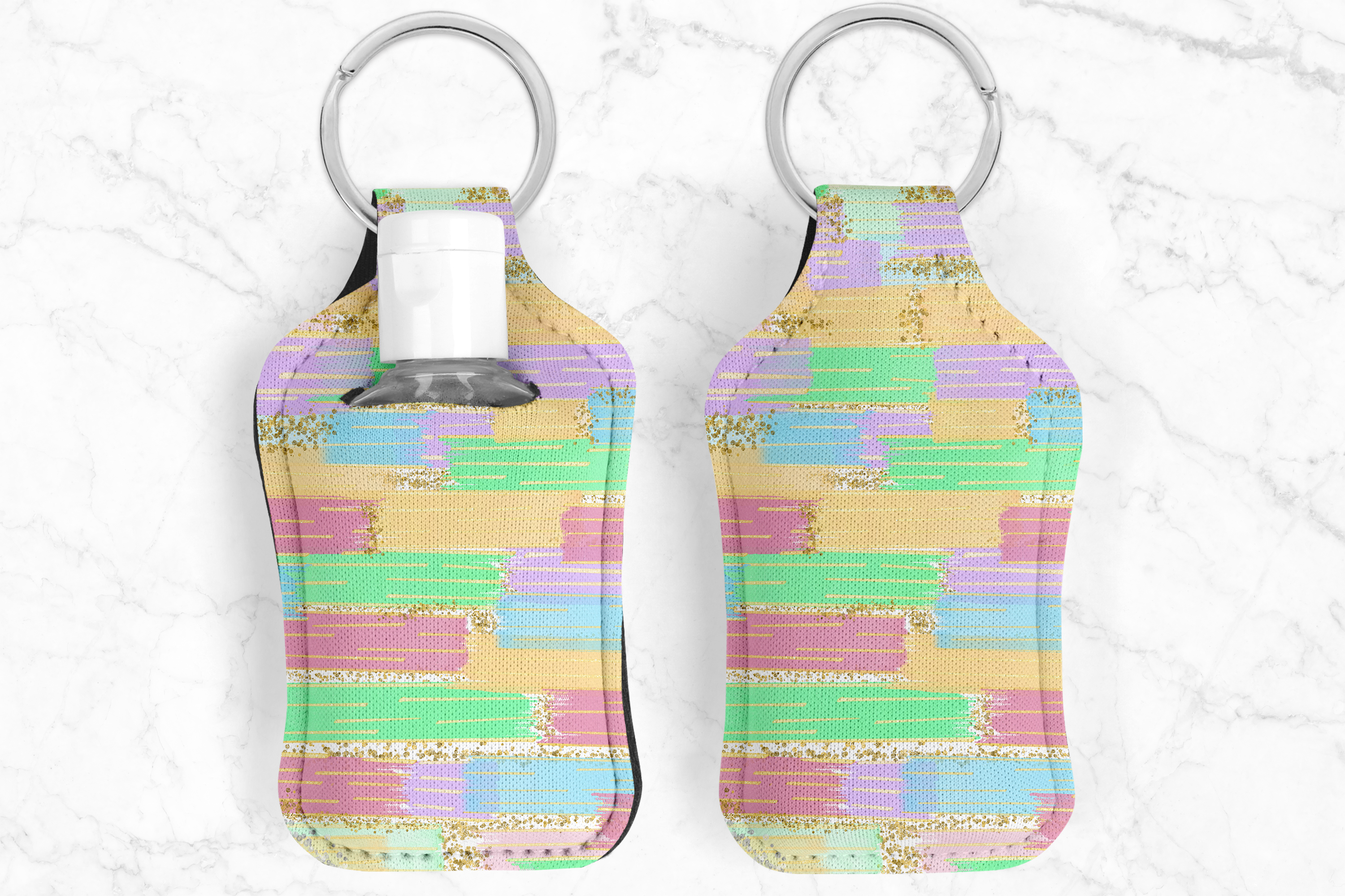 Abstract Strokes Hand Sanitizer Keychain