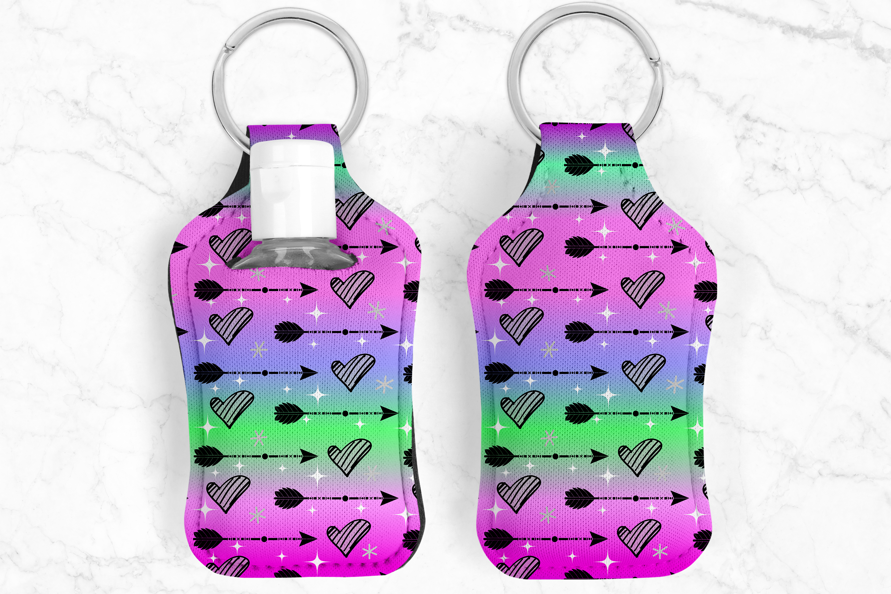 Arrow Heart Hand Sanitizer Keychain