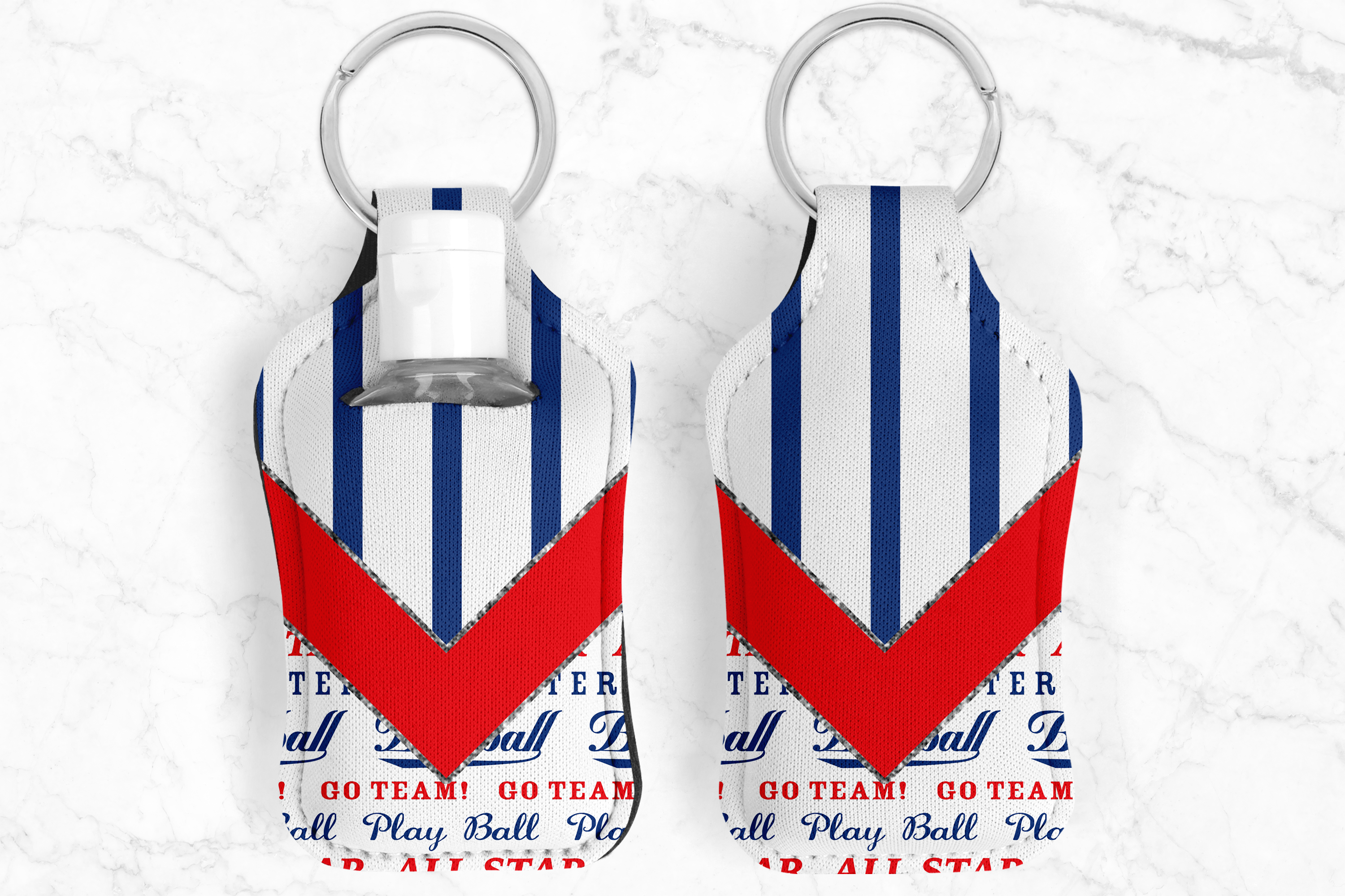 Base Ball V Hand Sanitizer Keychain