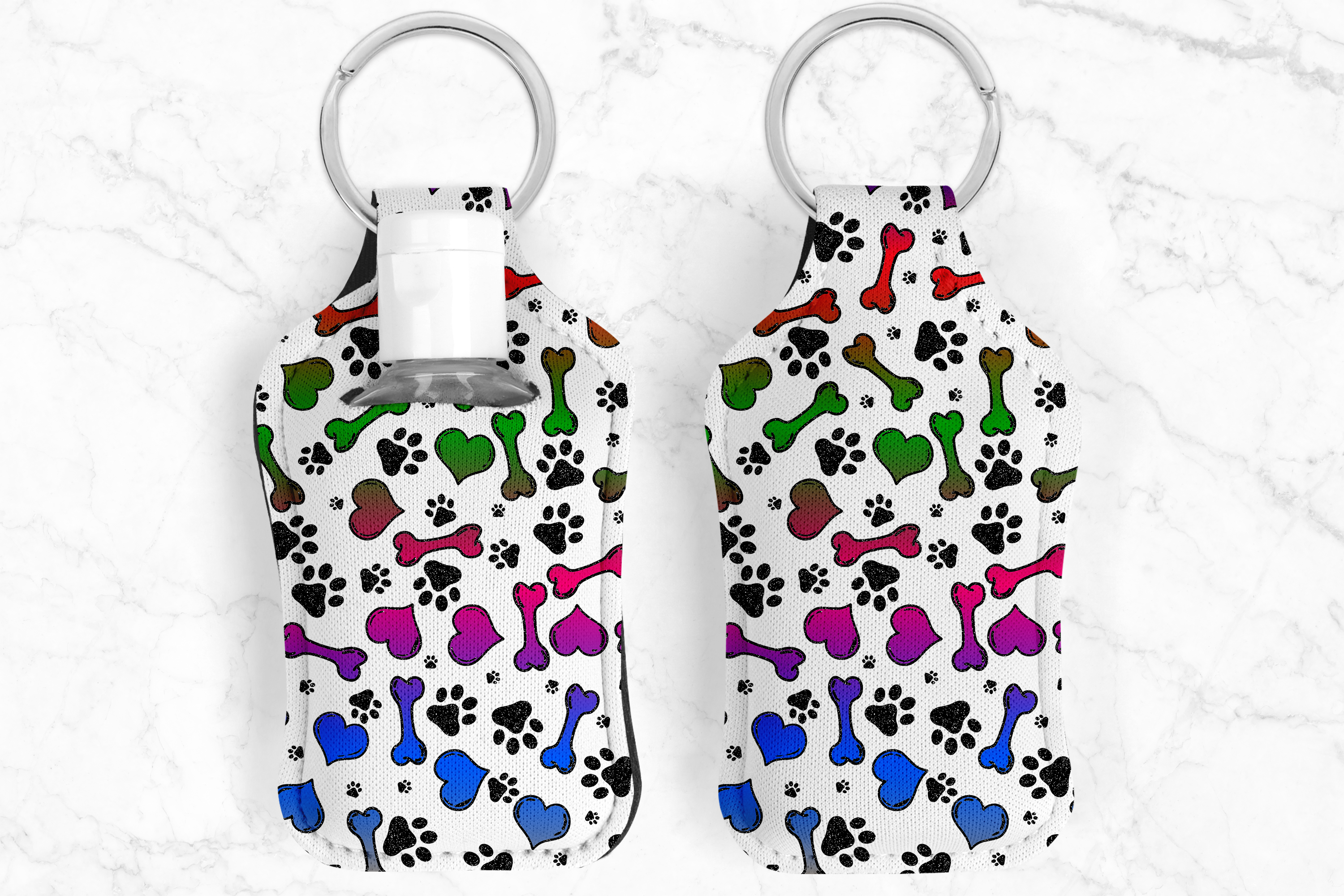 Bone Hearts Hand Sanitizer Keychain