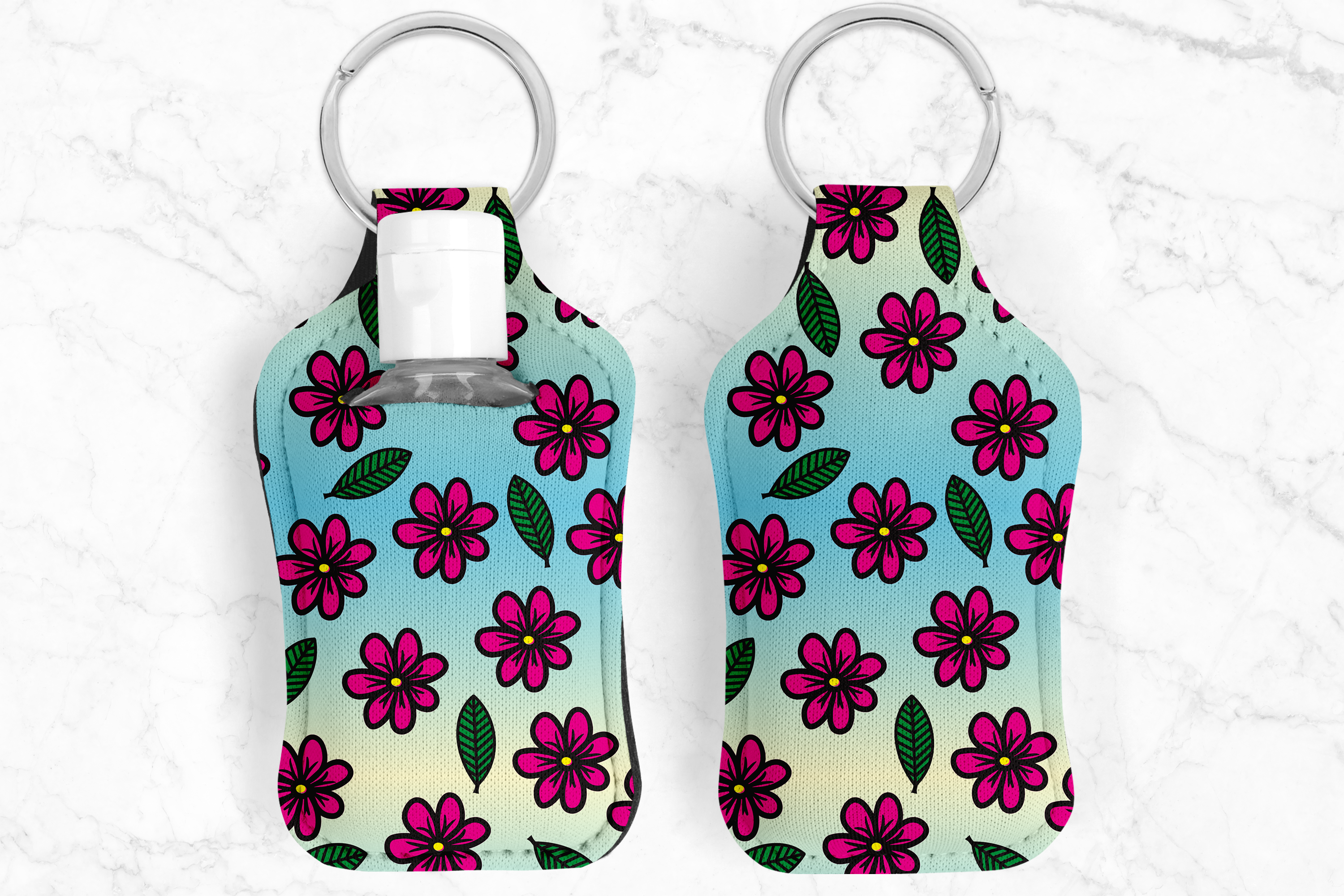 Flower Color Hand Sanitizer Keychain