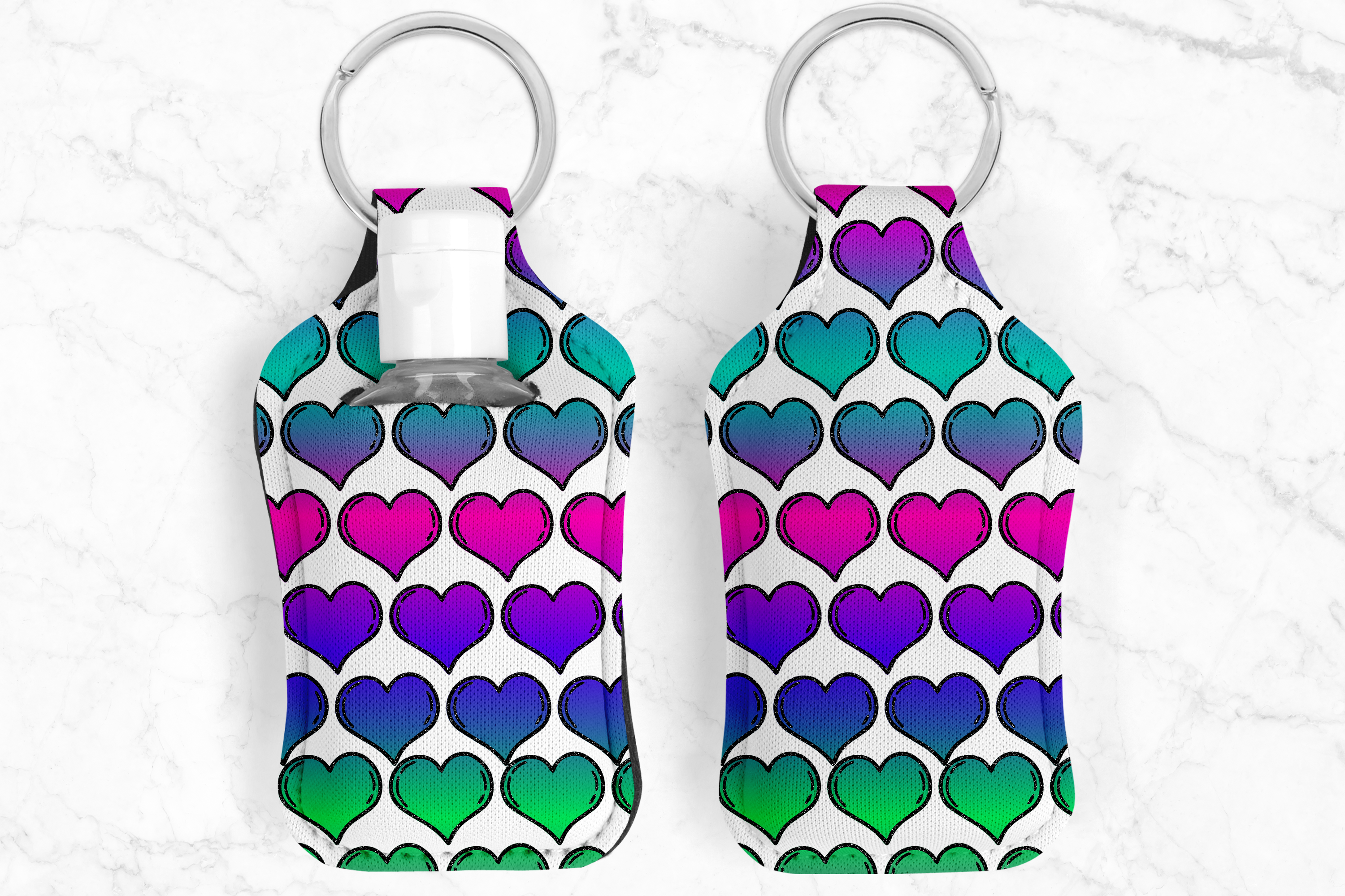 Hearts Color Hand Sanitizer Keychain