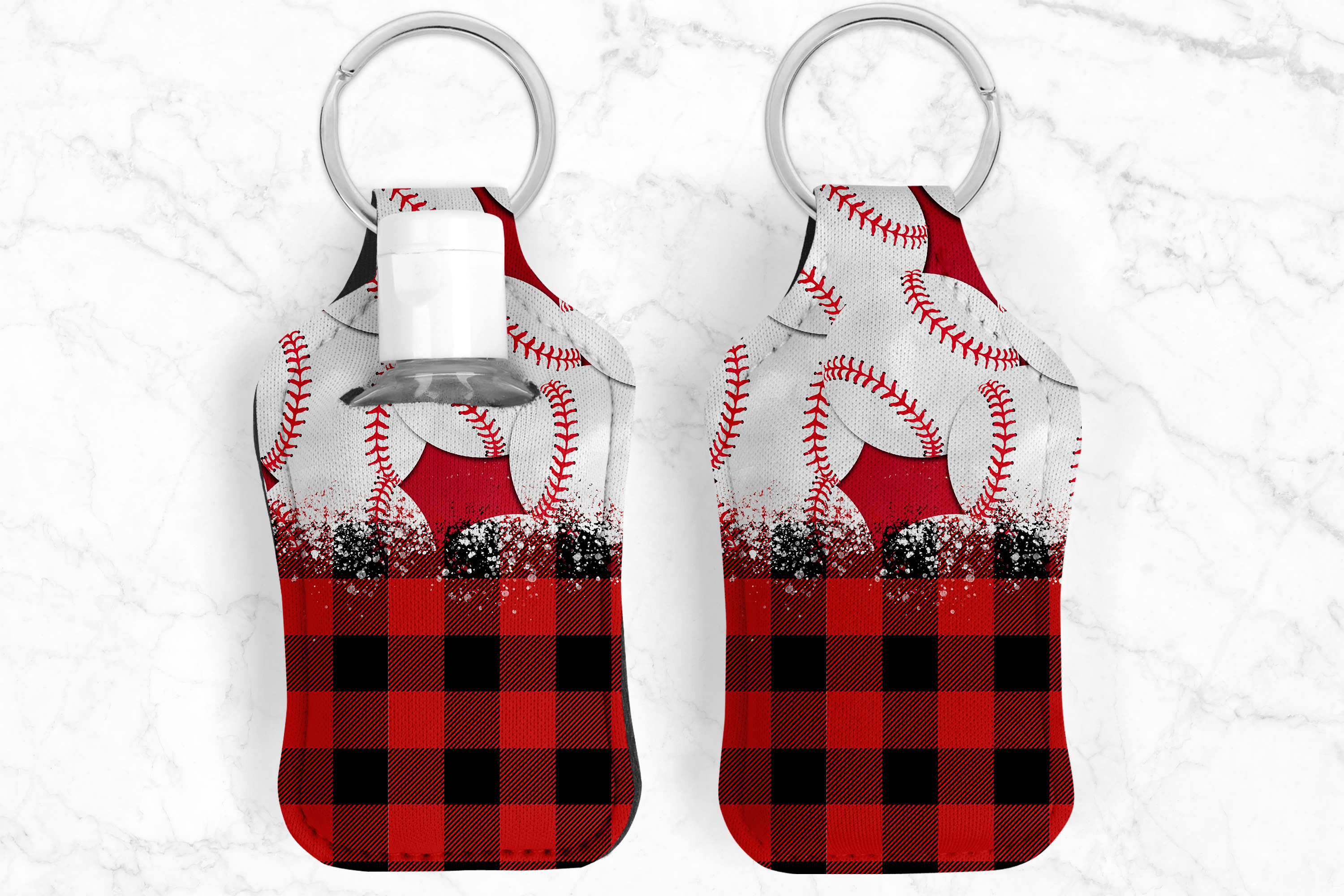 Baseball Check Hand Sanitizer Keychain