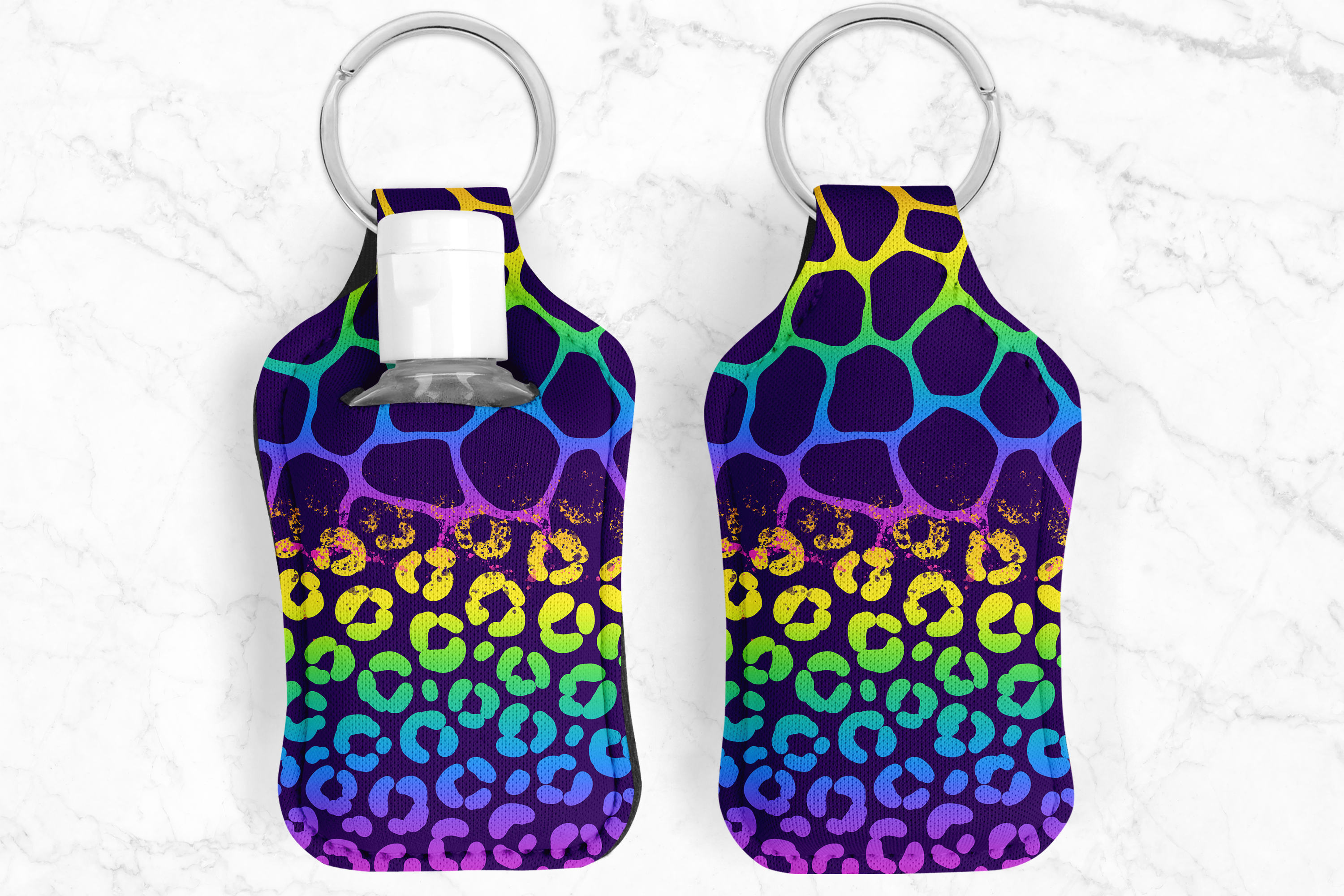 Mix Giraffe Leopard Hand Sanitizer Keychain