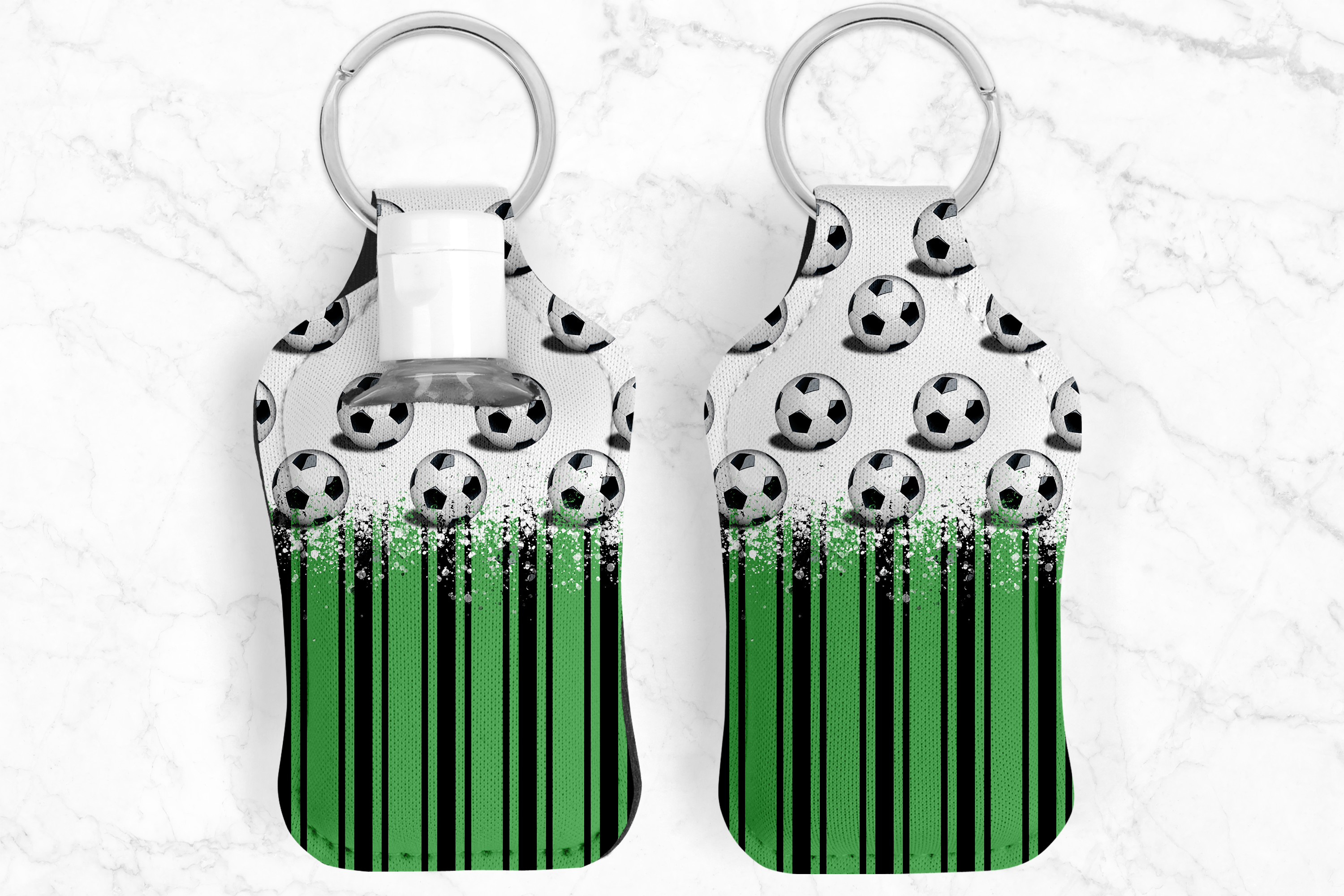 Mix Soccer Stripe Hand Sanitizer Keychain