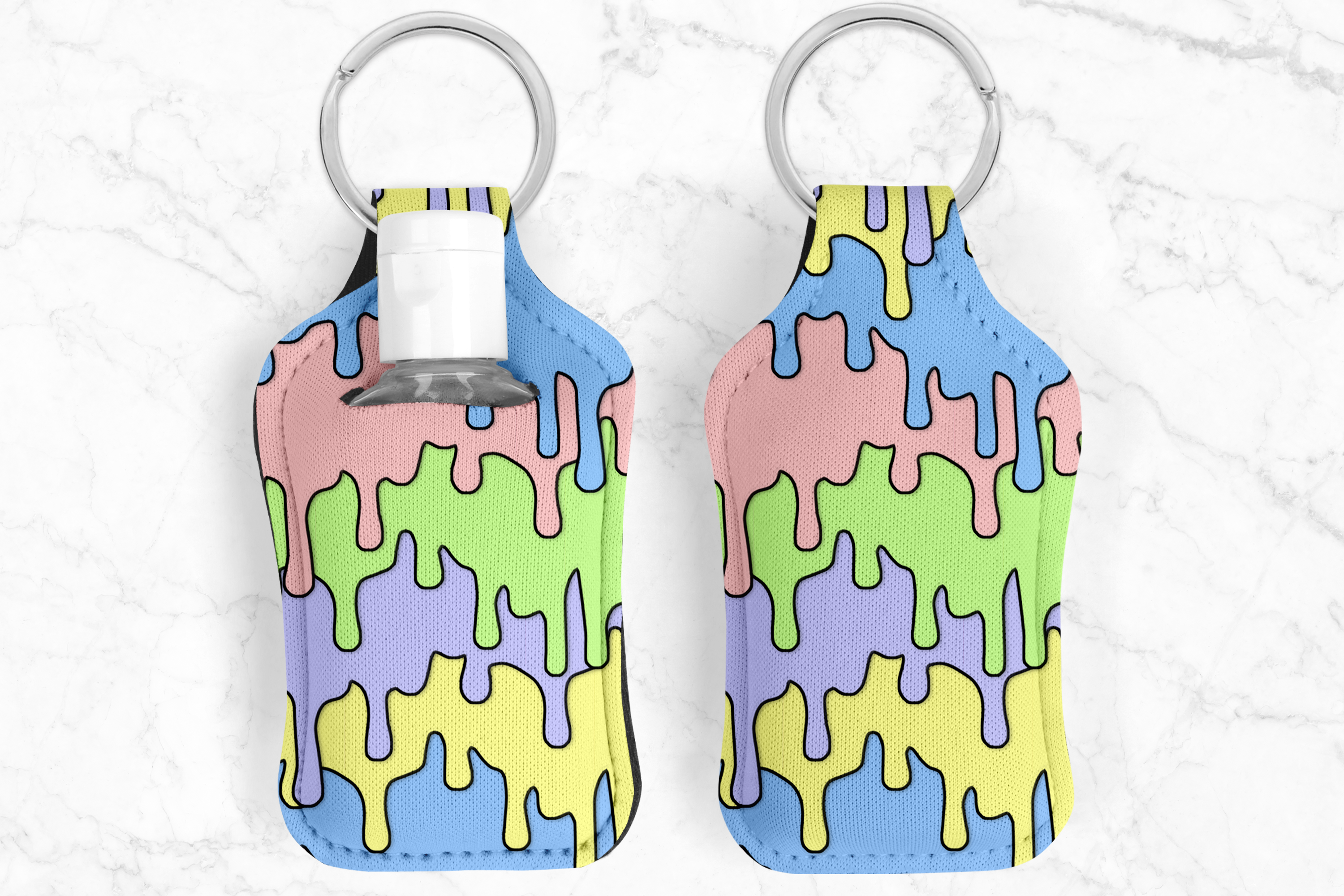 Pastel Drips Hand Sanitizer Keychain