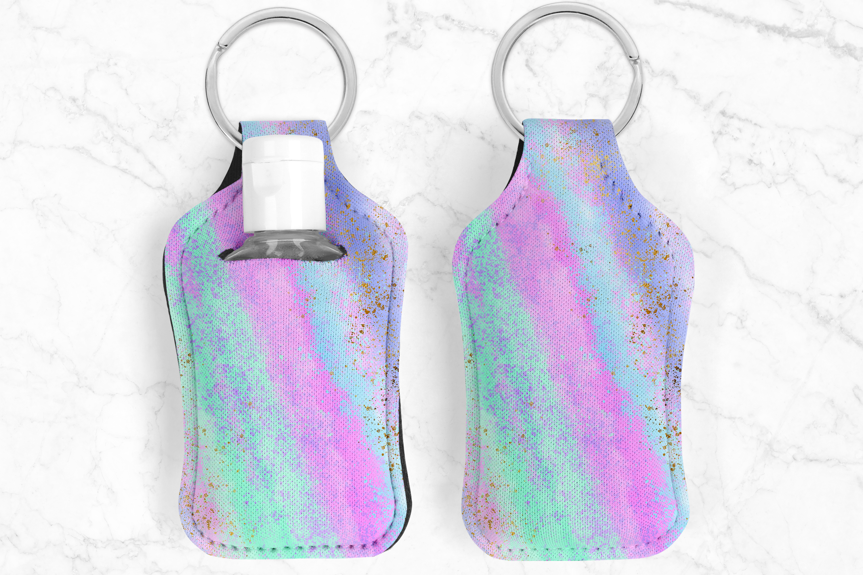 Rainbow Pastel Hand Sanitizer Keychain