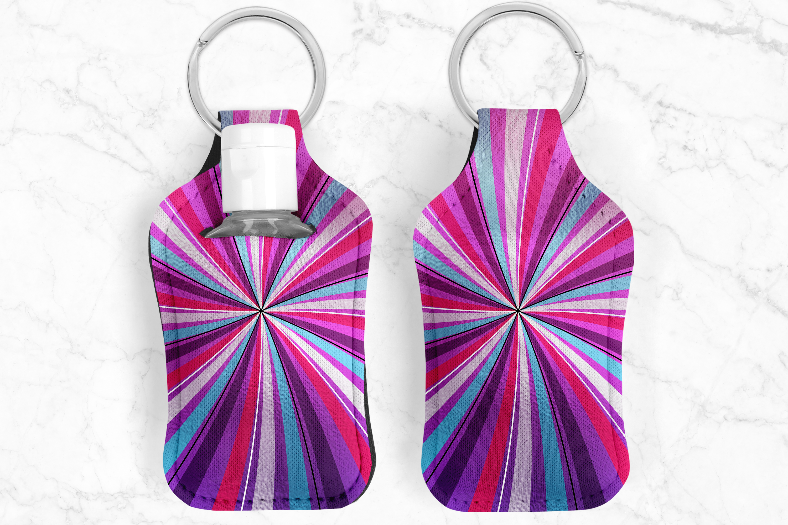 Spiral Foil Hand Sanitizer Keychain