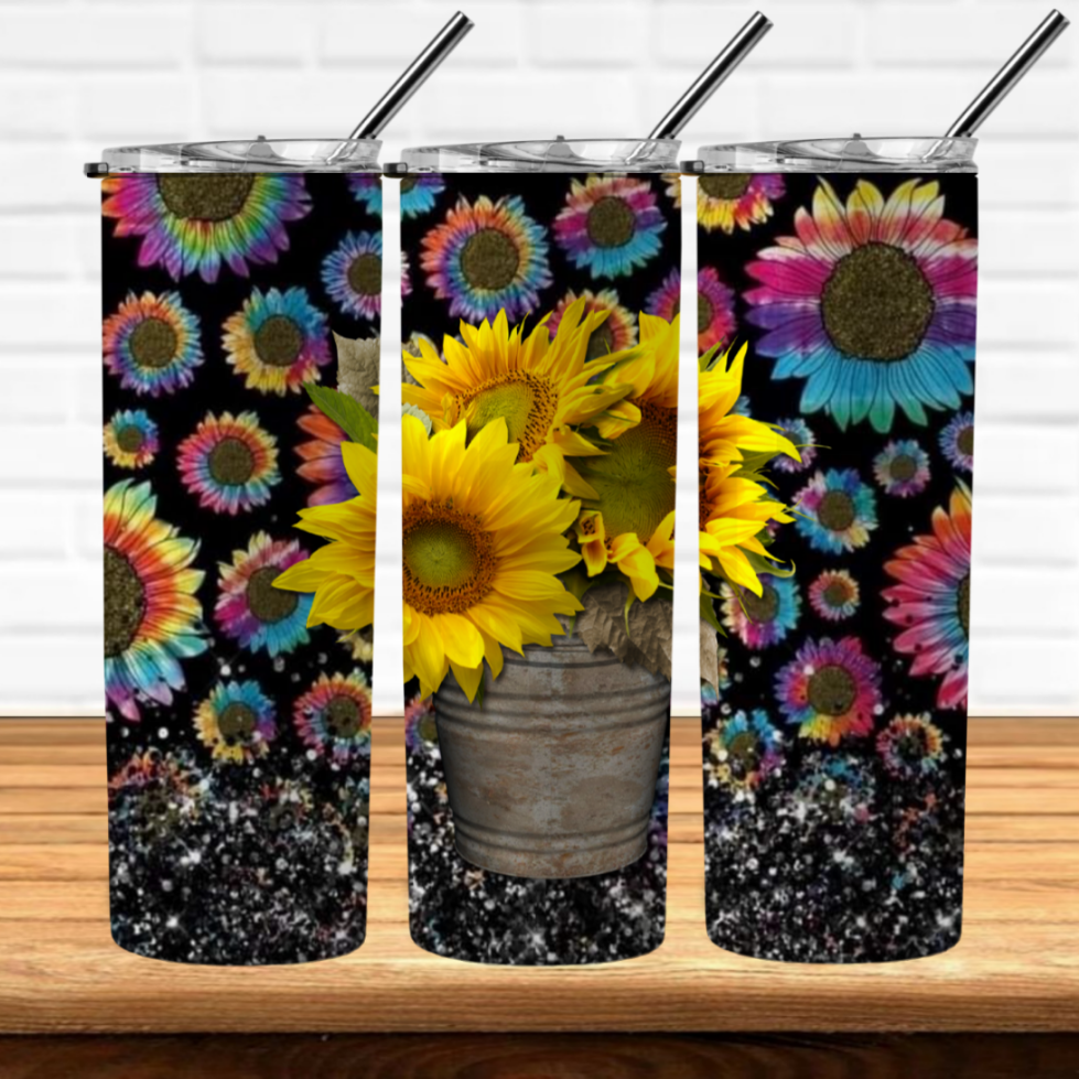 Colorful sunflowers with Sunflower in pot