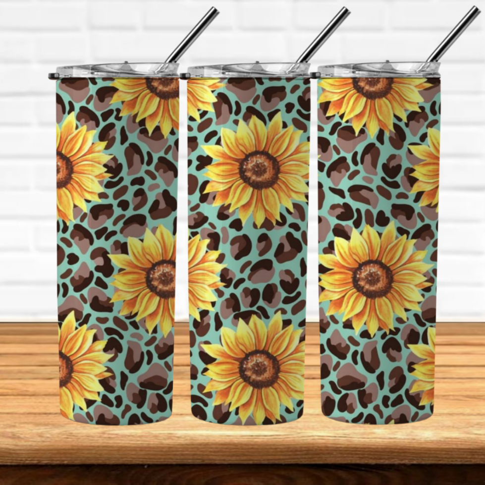 Sunflowers with animal print/teal