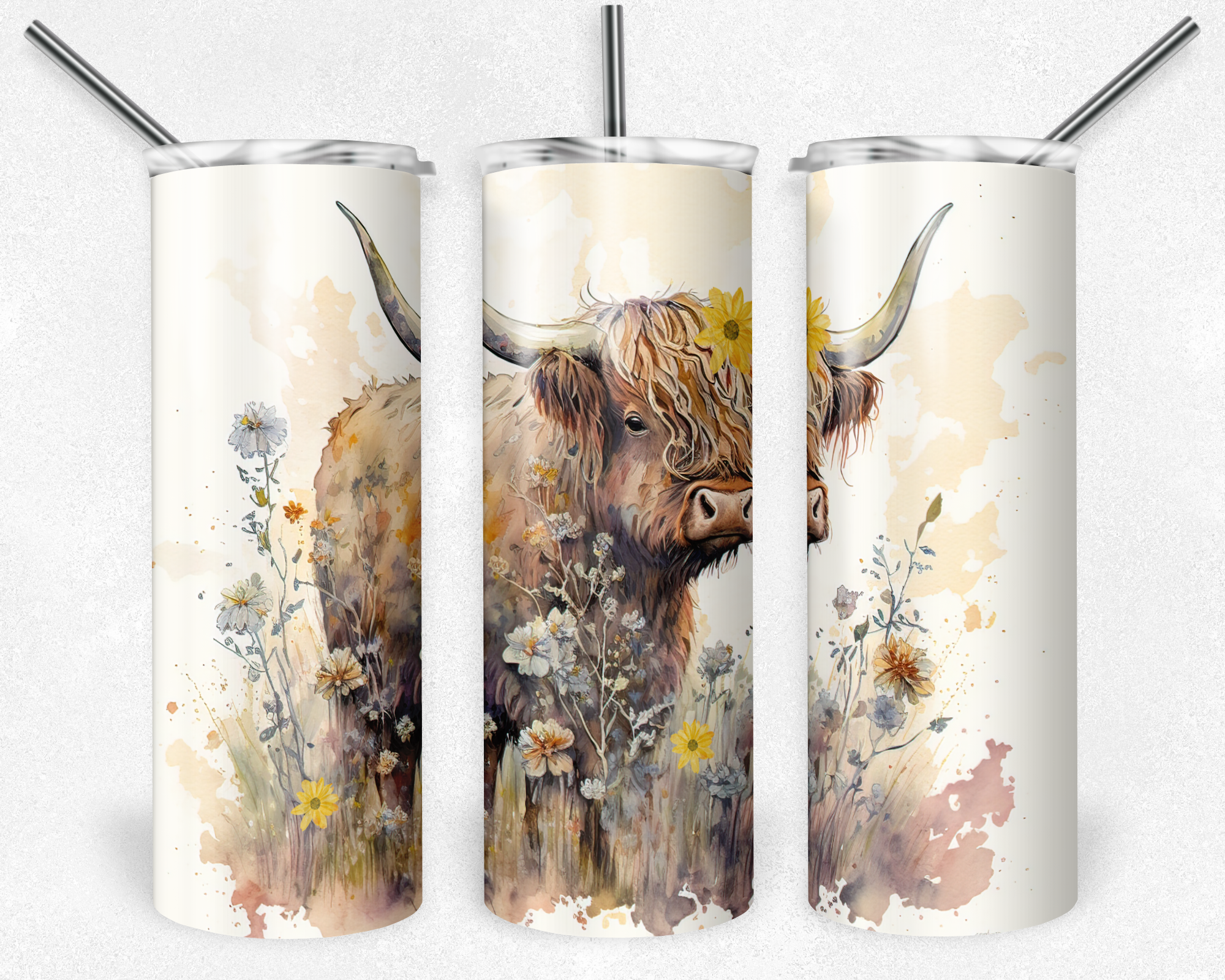 Floral Highland Cow