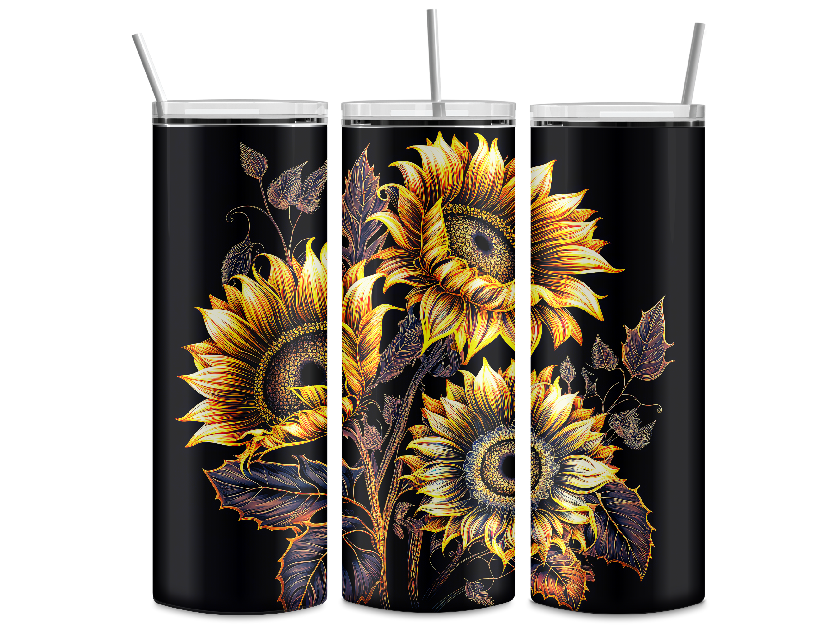 Sunflowers black background